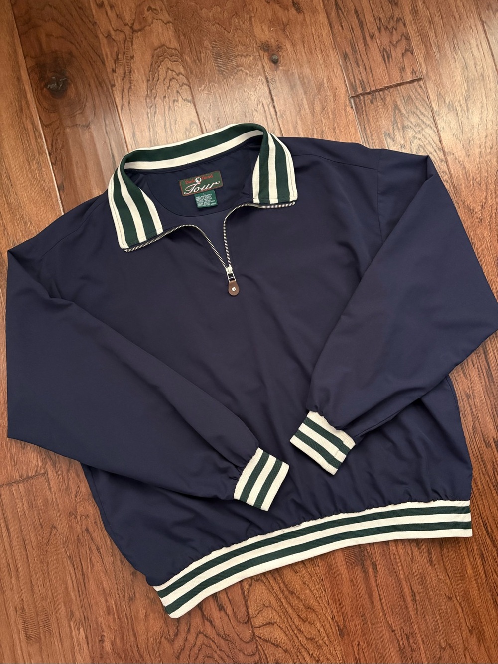 Vintage Duck Head Tour Navy Half-Zip Golf Bomber Jacket Size L